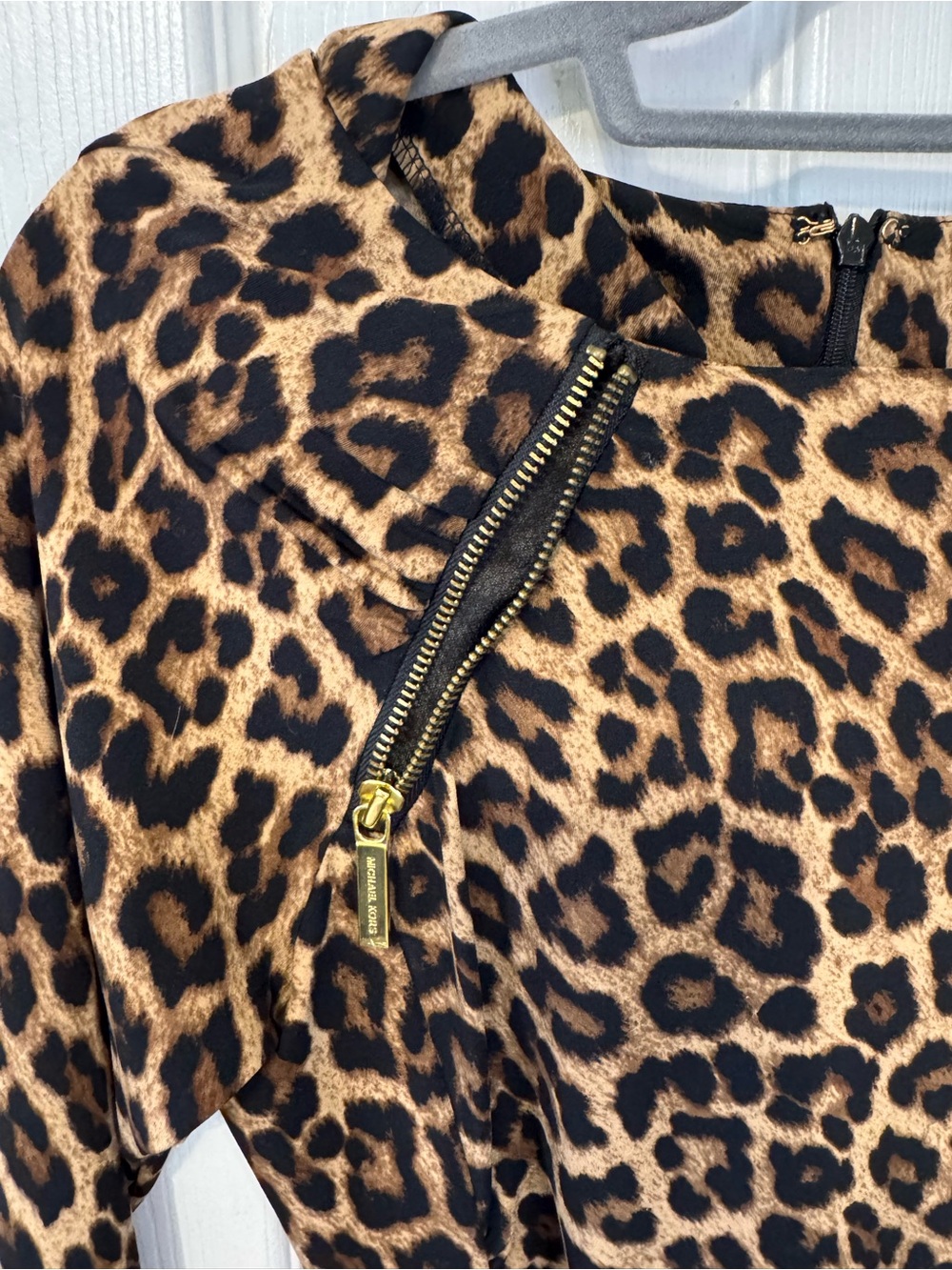 Michael Kors Leopard Print Ruched Sheath Dress Brown/Black Size Small 3/4 Sleeve - Picture 6 of 15